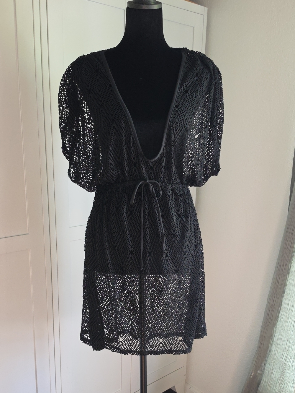 Arizona Jean Company Black Crochet Swim Cover-Up